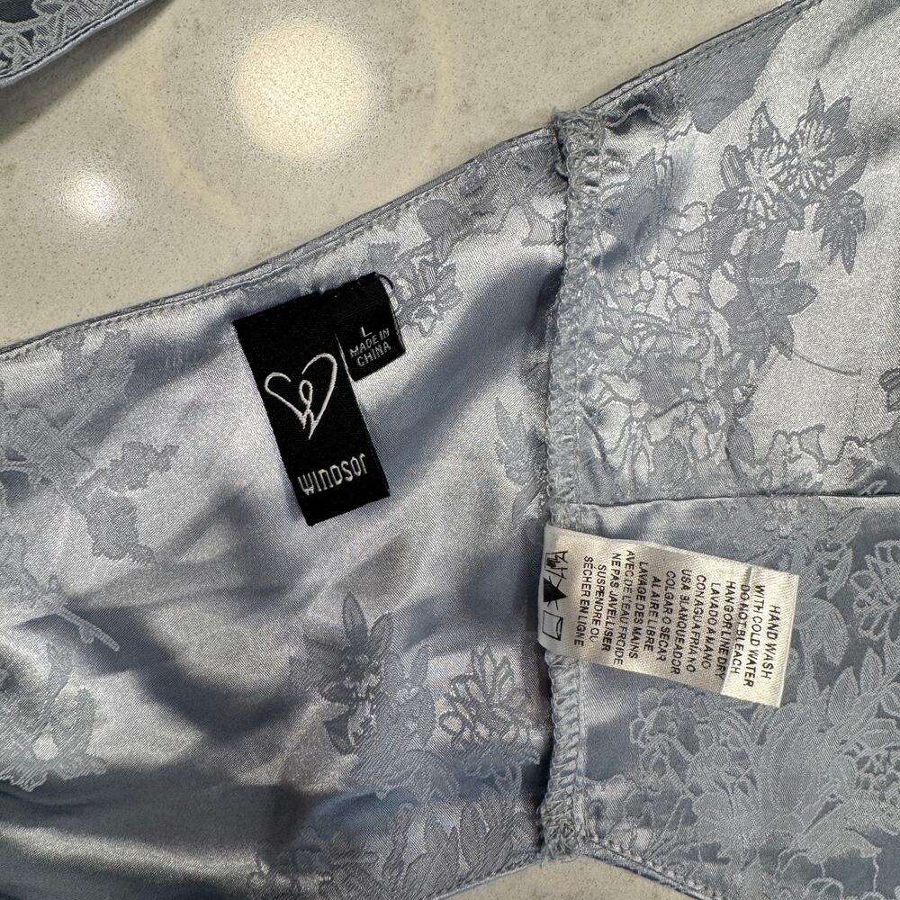 Windsor Satin Jacquard Halter Top Gray Silver Women's Large Tie Y2K Party Baddie - Picture 13 of 16